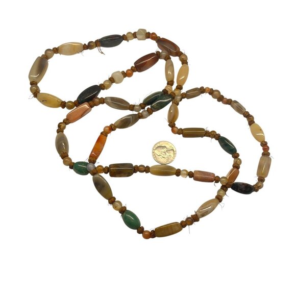 Vintage Multi-Stone Boho Necklace With Agate & Chalcedony Beads - Picture 2 of 10